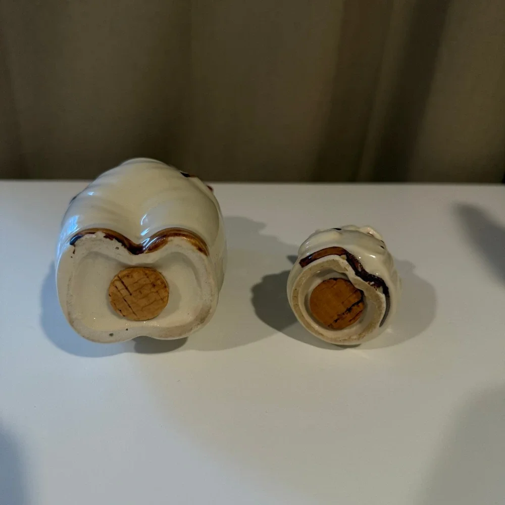 Vintage Ceramic Pig Salt Pepper Shakers Set‎ Cork Stoppers Novelty